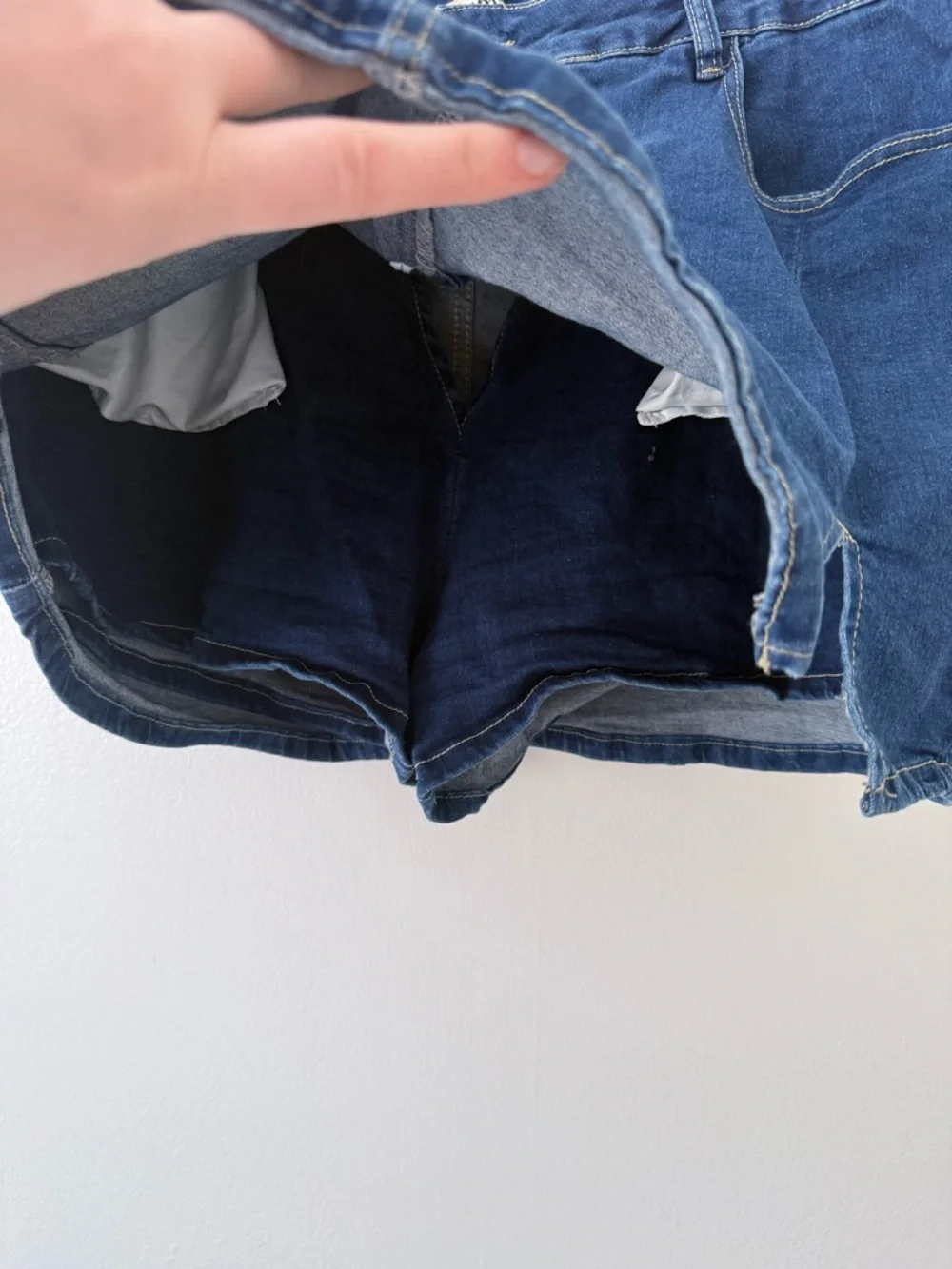 Classic Blue Denim Mini Skort Plus Size XXL Jean Skirt w Shorts & Slit - NWOT - Picture 4 of 16